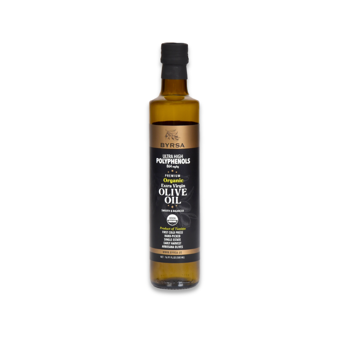 BYRSA High Polyphenol 864mg/Kg Organic Extra Virgin Olive Oil 500ml