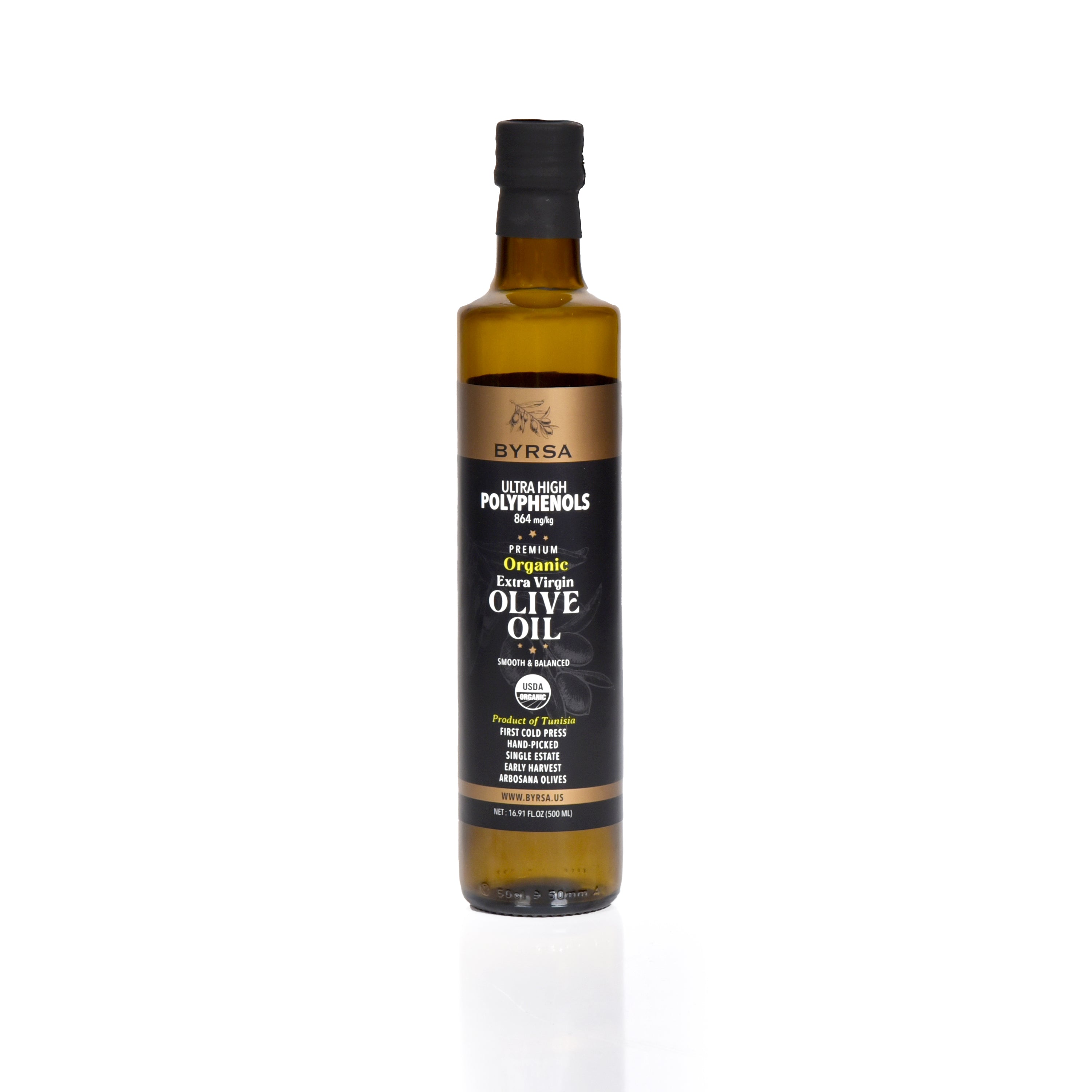 BYRSA High Polyphenol 864mg/Kg Organic Extra Virgin Olive Oil 500ml