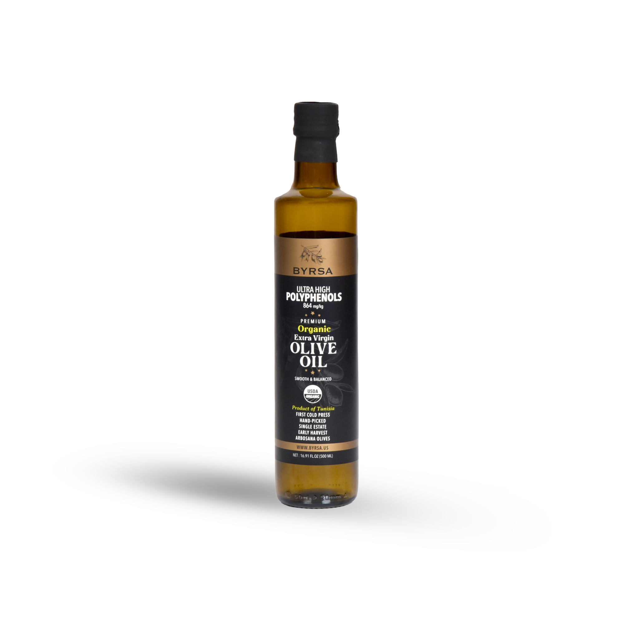 BYRSA Arbozana High Polyphenol 864mg/Kg Organic Extra Virgin Olive Oil 500ml